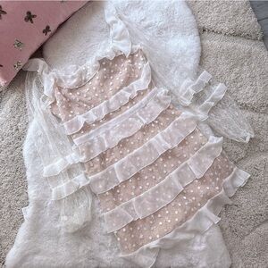 Forever 21 Coquette White Ruffle Long Sleeve Dress